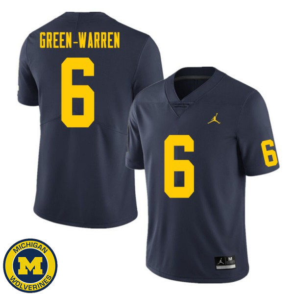 Mens Michigan Wolverines #6 Darion Green-Warren Navy High School Jersey